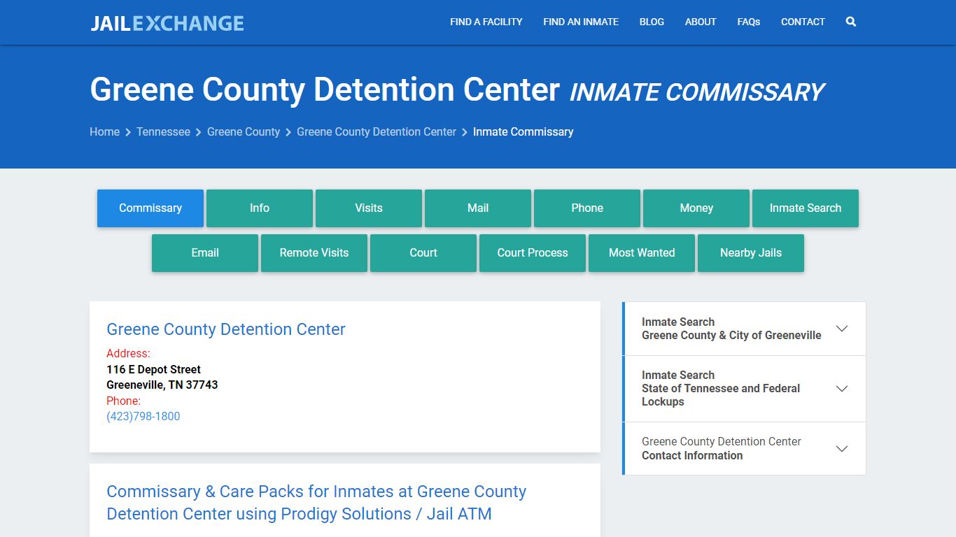 Greene County Detention Center Inmate Commissary - Jail Exchange