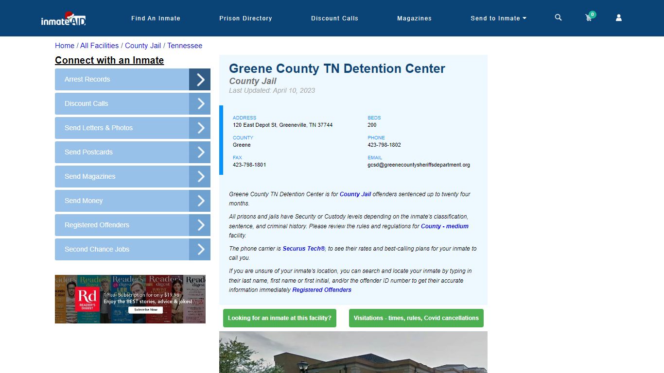 Greene County TN Detention Center - Inmate Locator - Greeneville, TN